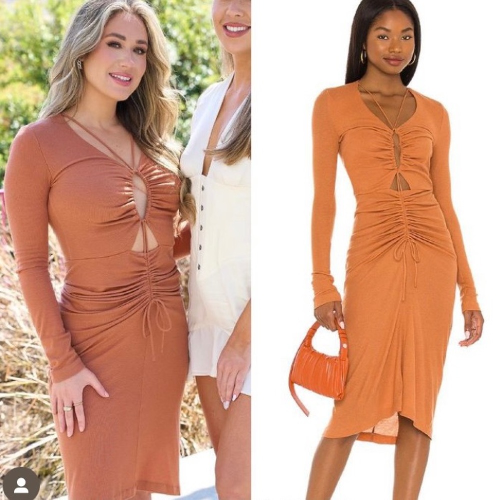 Revolve Song Of Style Zuri Midi Dress in Dusty Rose